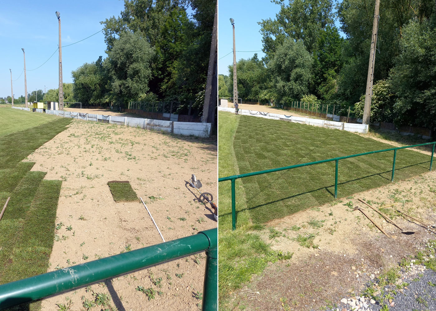 pose de carré de pelouse pour un terrain de football à Waremme